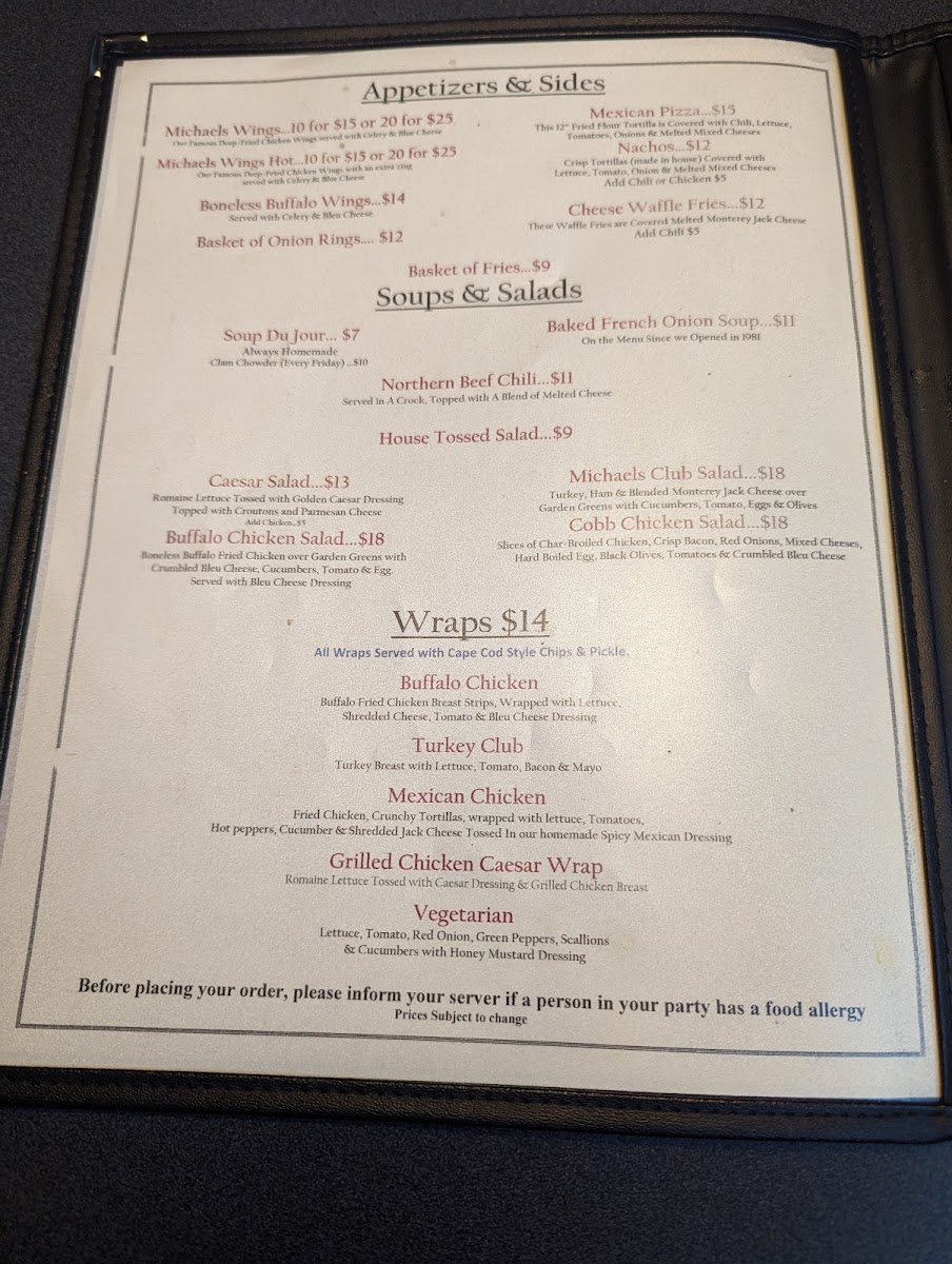 Michaels Restaurant Menu-2